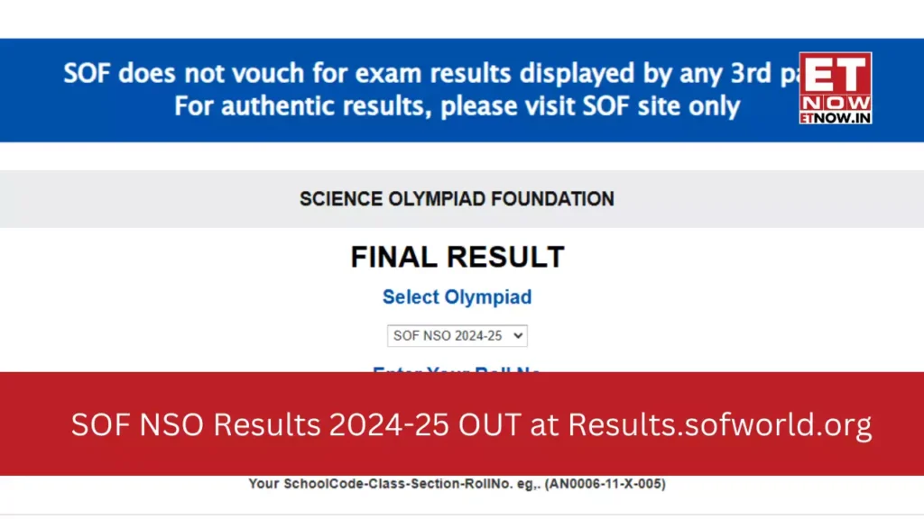 NSO Results 2024-25: SOF Olympiad NSO Results 2024-25 OUT