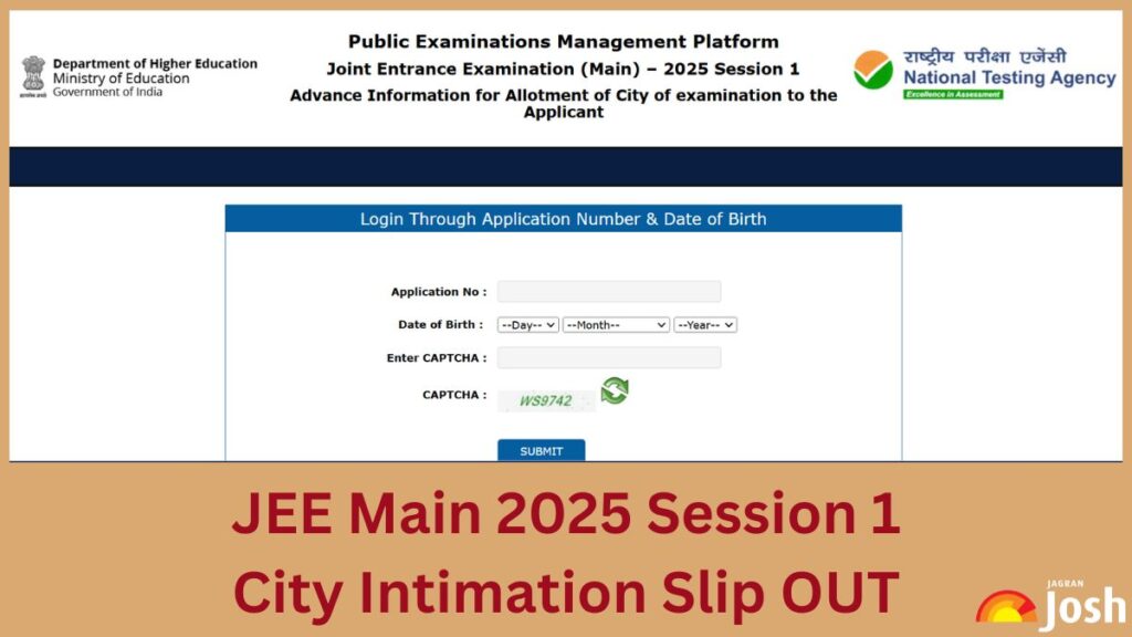 JEE Main City Intimation Slip 2025 Out: Download NTA City Information For Session 1 Exam at jeemain.nta.nic.in